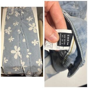 SHEIN Blue Daisy Print Women's Jeans